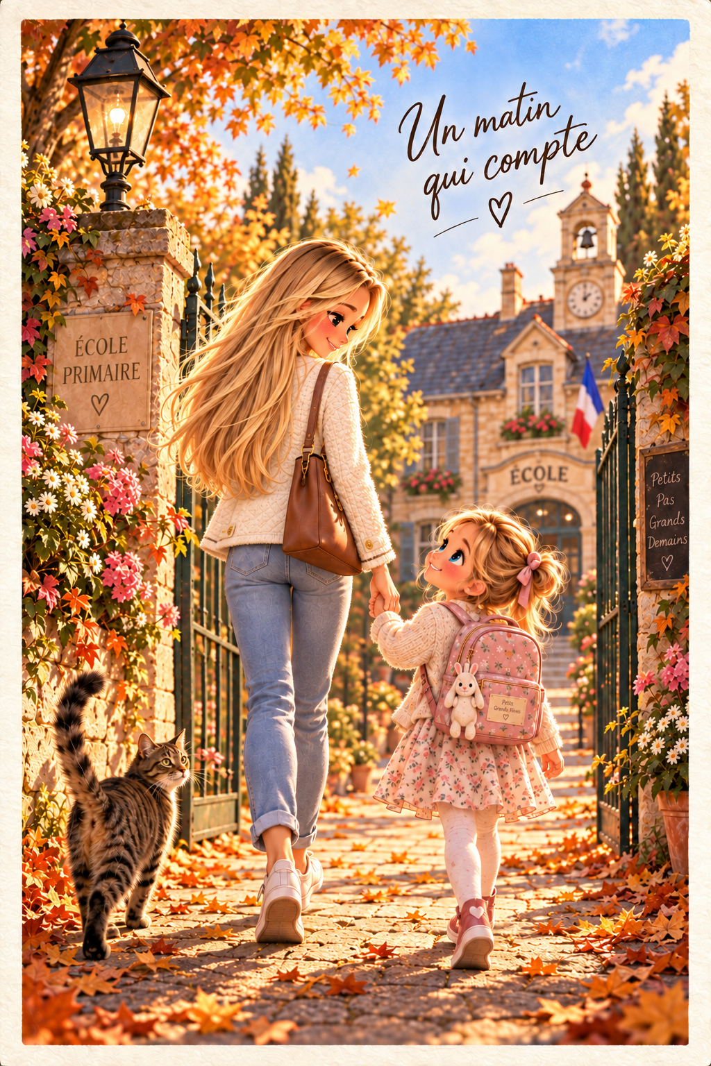 Emilie accompagne Salomé à l'école
